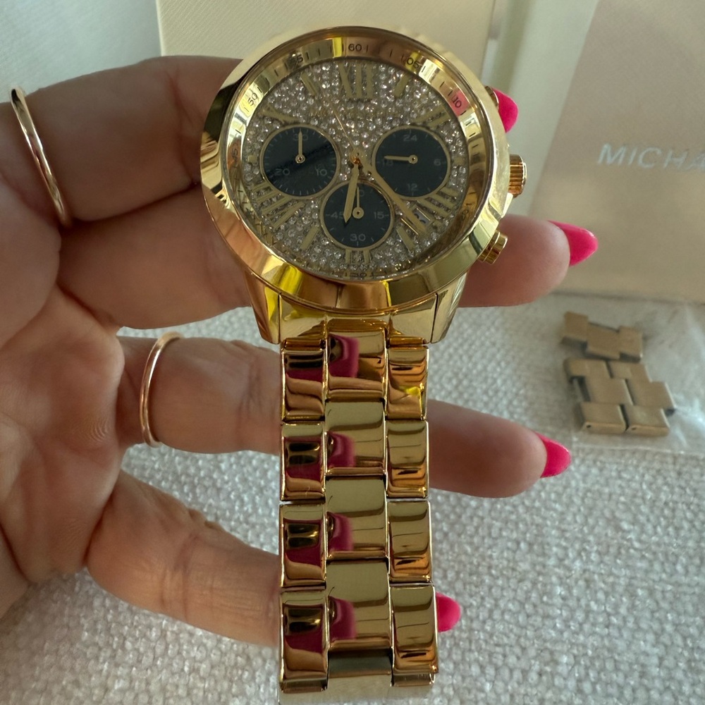 Gold Watch with Crystal Accents - Picture 5 of 12